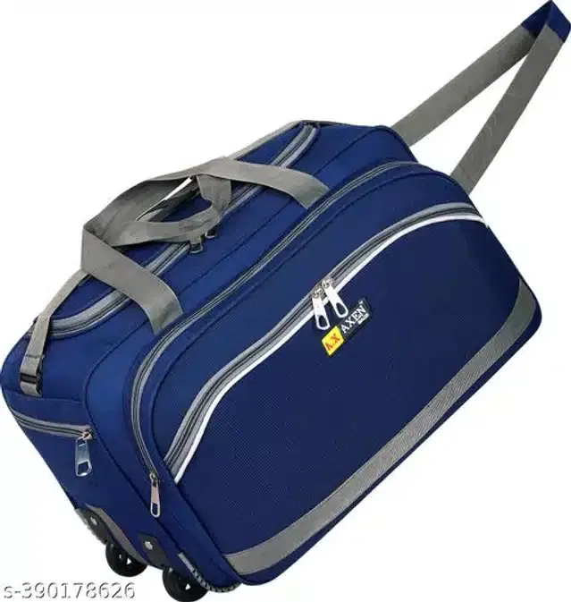 Polyester Trolley Duffel Bag for Men & Women, Navy Blue