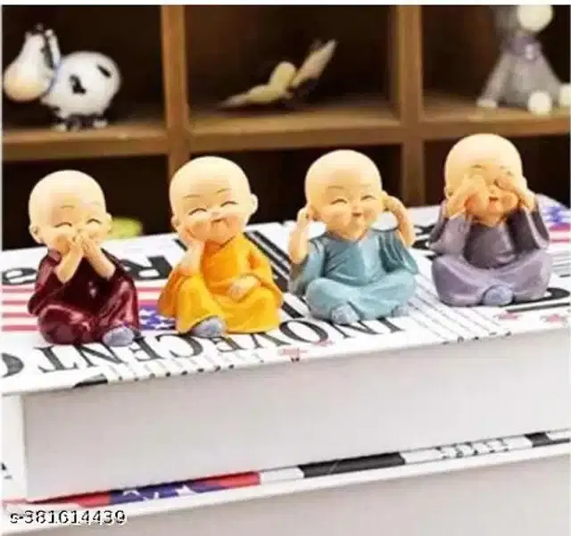 Resin Baby Monks Showpieces, Multicolor, Set of 4