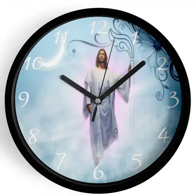 Plastic Jesus Printed Wall Clock, Multicolor, 10x10 Inches