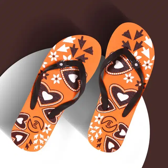 Flip Flops for Women (Orange, 5)