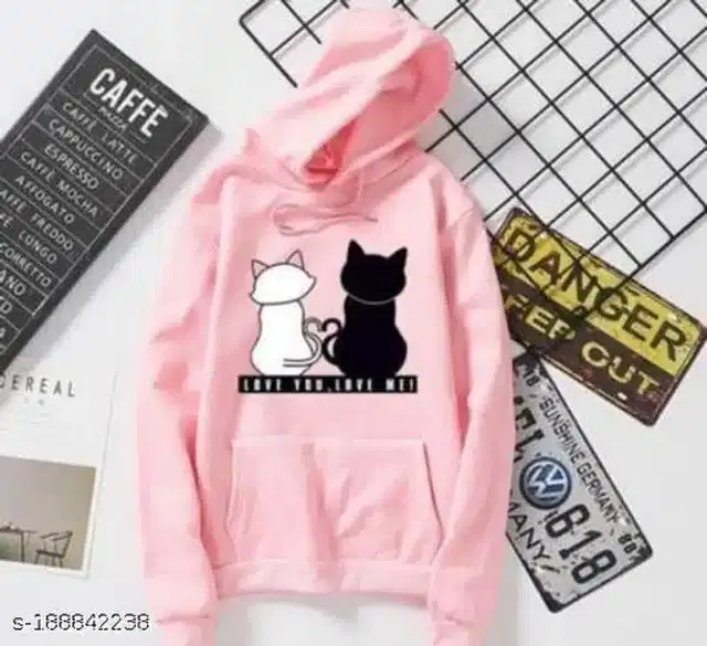 Cotton Blend Hoodie for Women (Peach, S)