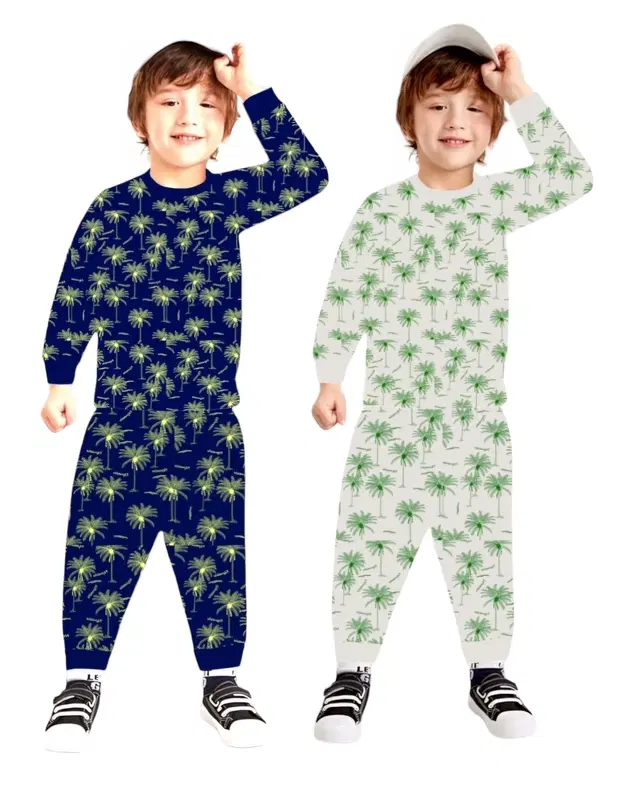 Cotton Printed Nightsuit for Kids, Pack of 2 (Multicolor, 0-3 Months)