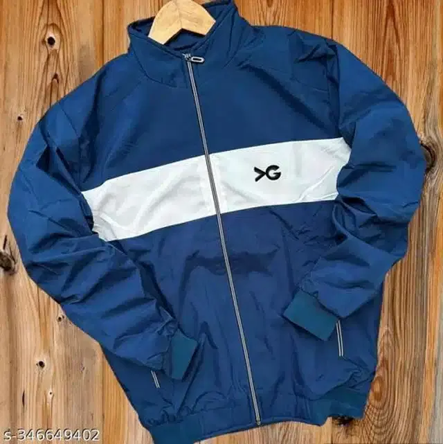 Polyester Jacket for Men (Blue, XXL)