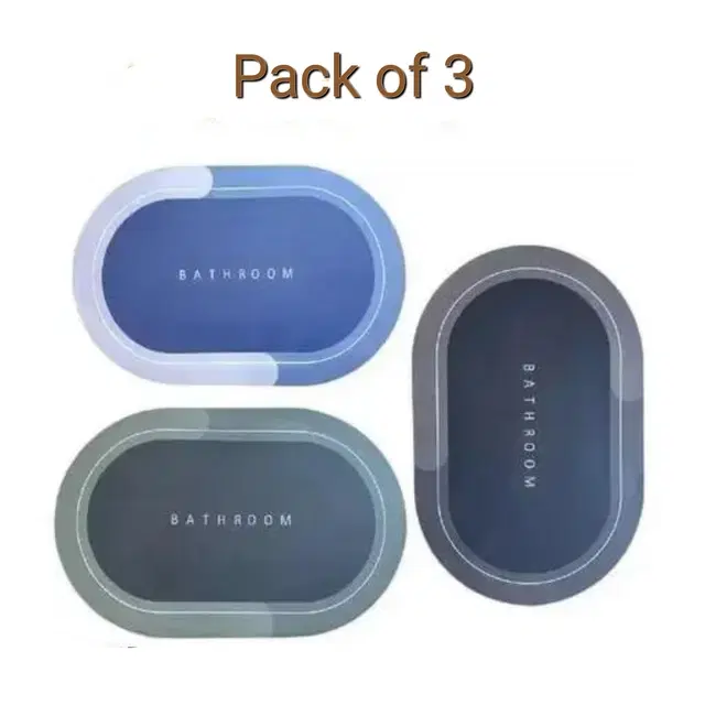 Rubber Anti Skid Bathroom Mat, Multicolor, 40x60 cm, Pack of 3