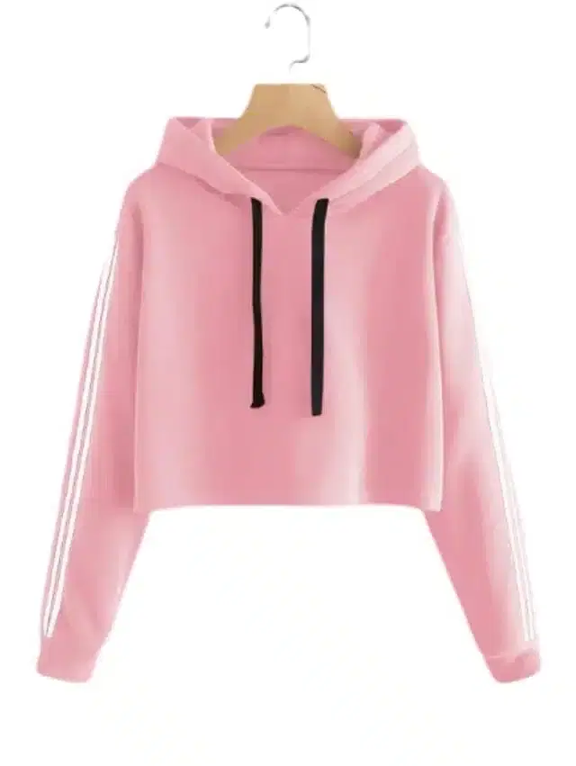 Fleece Solid Hoodie for Women (Peach, S)