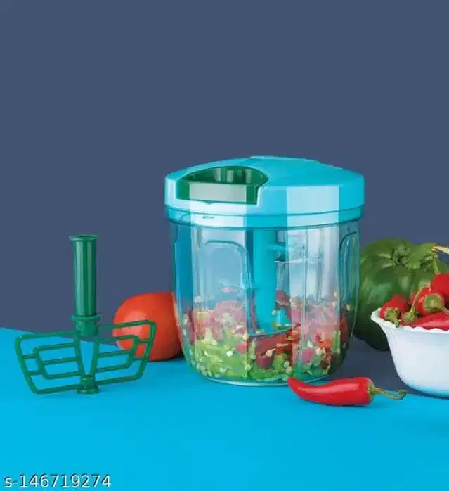 Plastic Vegetable Chopper, Blue, 1000 ml