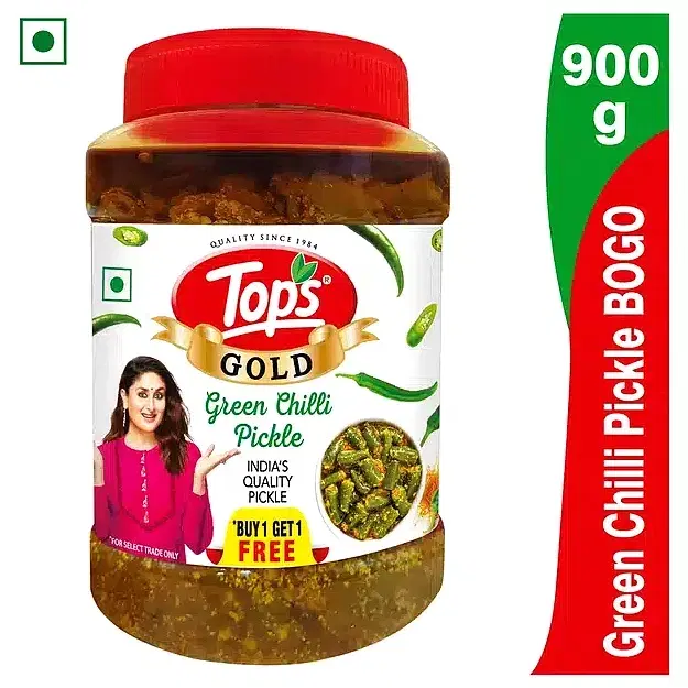 Tops gold green Chilli Pickle 900 g (Buy 1 get 1 Free)