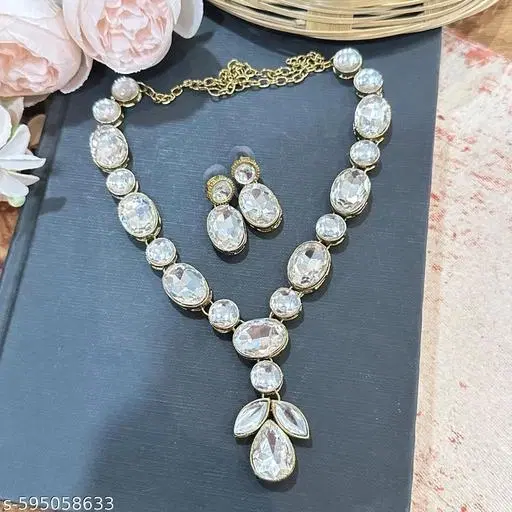 Kundan Jewellery  Set for Women, White