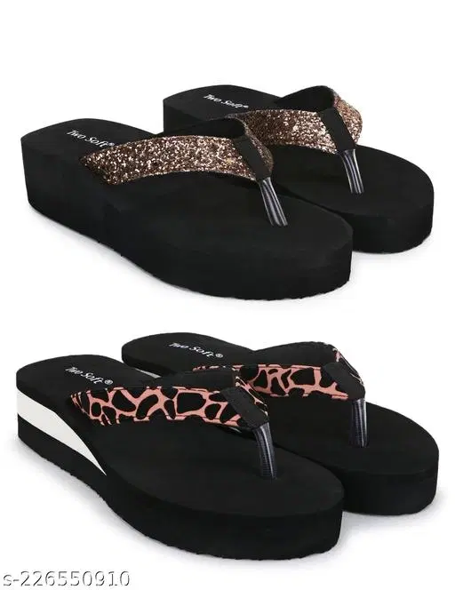 EVA Flip-flops for Women (Black, 4) Pack of 2