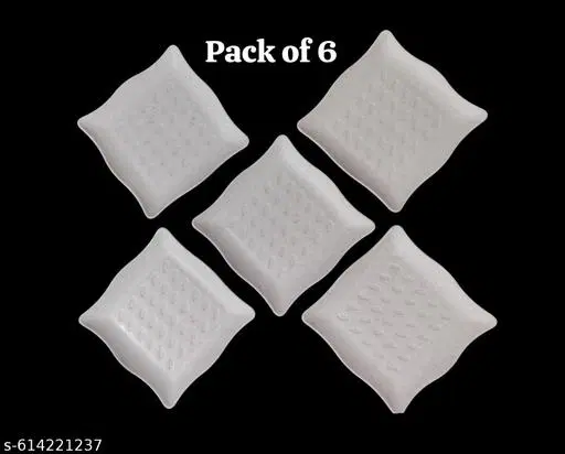 Plastic Plates for Kitchen, White, Pack of 6