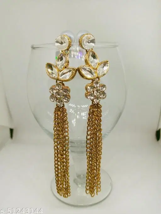 Alloy Kundan Earring for Women & Girls, Golden