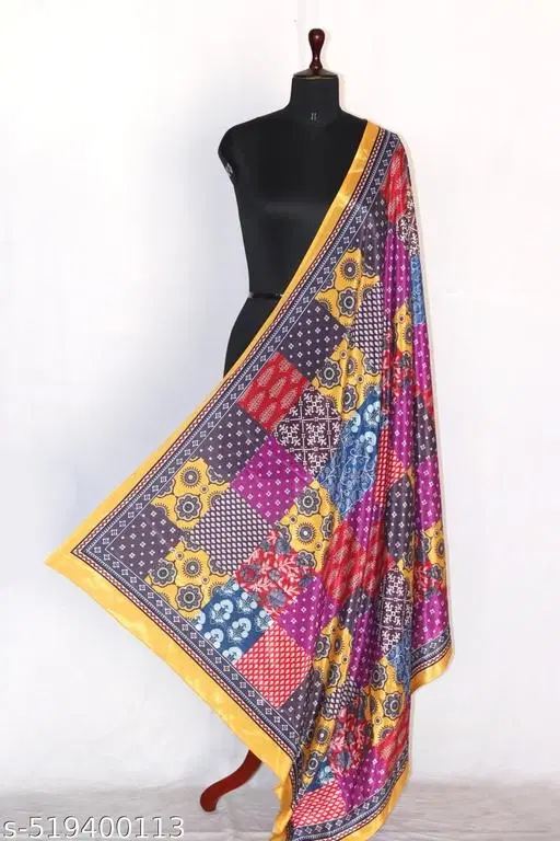 Cotton Printed Dupatta for Women & Girls, Multicolour (Free Size)