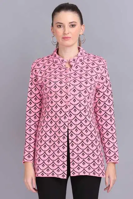 Women's Premium Button Cardigan (Baby Pink, L) (AX-34)