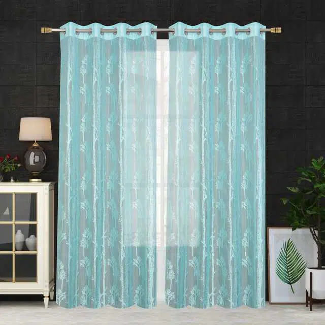 Homefab Polyester Curtains, Aqua, 9 Feet, HF-262