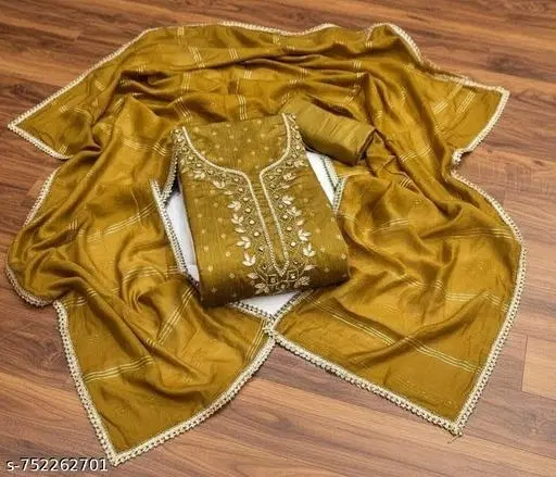 Embroidered Botanical Patiala Suit for Women (, 5.85 meter (S)) (Multicolor, 6.45 meter (XL)