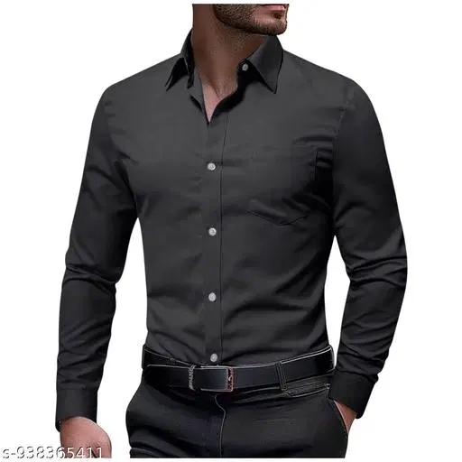 Solid Shirt for Men (Black, M)