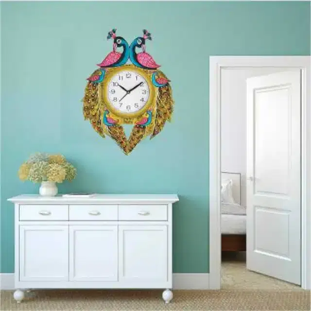 Wooden Wall Clock for Office and Living Room, Multicolor