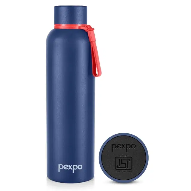 Pexpo Bravo 1000 Stainless Steel Insulated Sigle Wall  Water Bottle with Sipper Cap - 980ml | BPA Free - Denim Blue