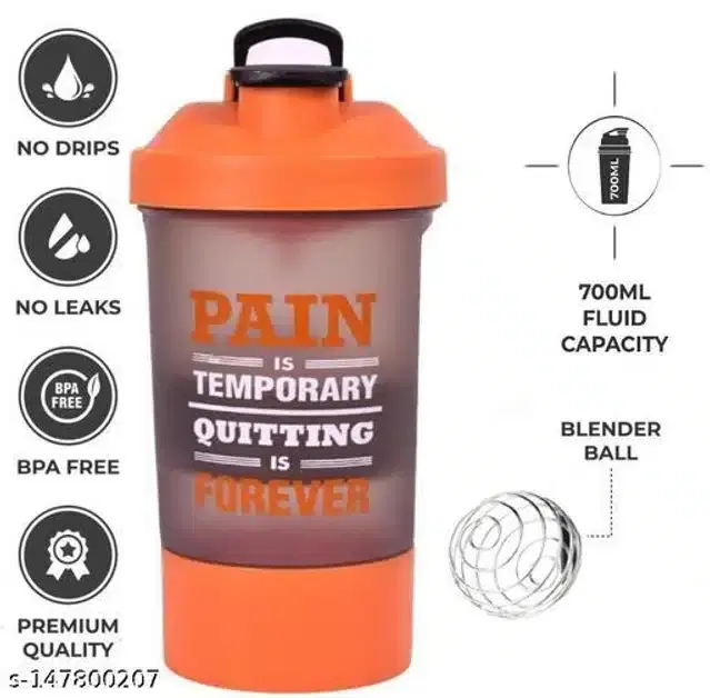 Protein Gym Shaker for Men & Women, Orange, 700 ml