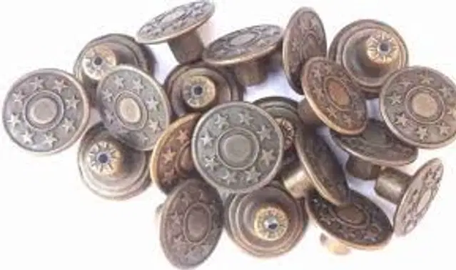 Alloy Jeans Buttons, Brown, Pack of 20