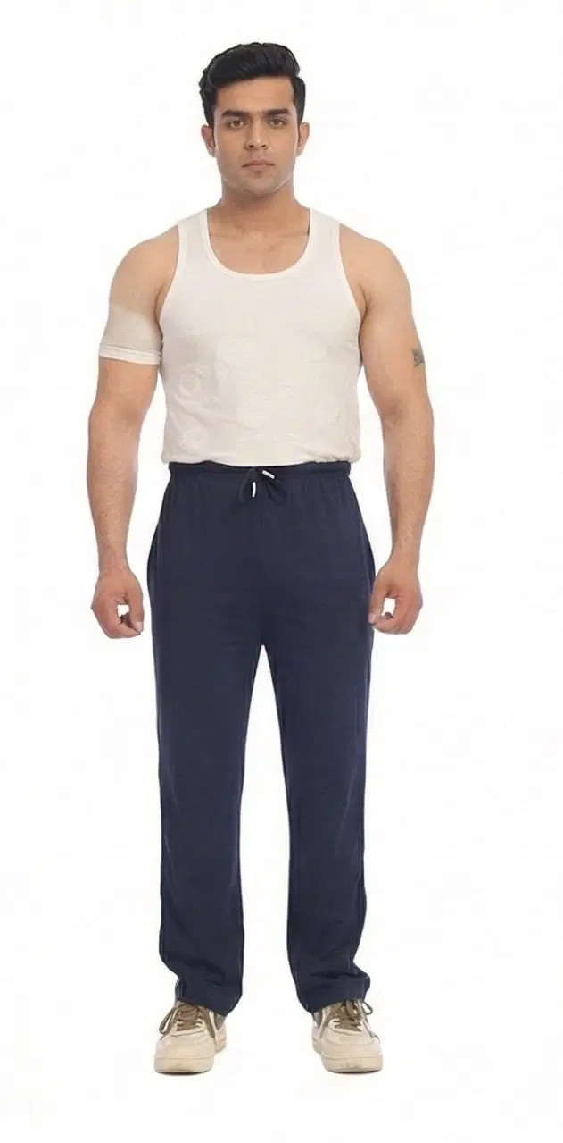 Cotton Abstract Track Paints For Men, Navyblue (M)