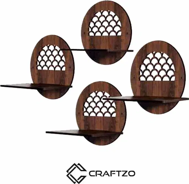 4-Tier Wooden Wall Shelf  For Planter Stand & Decorative Wall Hanging (Brown)