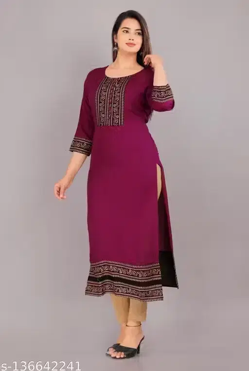 Womens Kurtis Purple Rayon(M)