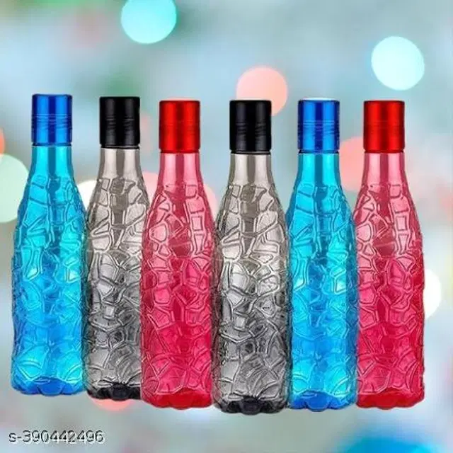 Plastic Water Bottles, Multicolor, 1000 ml, Pack of 6