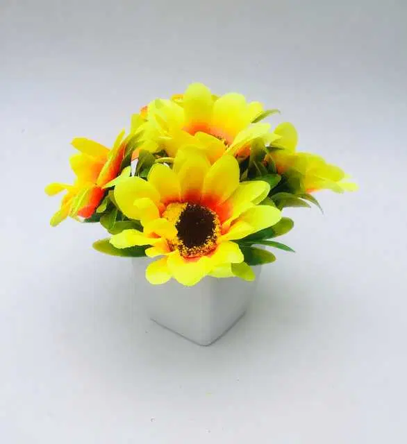 Duli Natural Looking Artificial Flower Pot For Home Decoration, Yellow, D-11