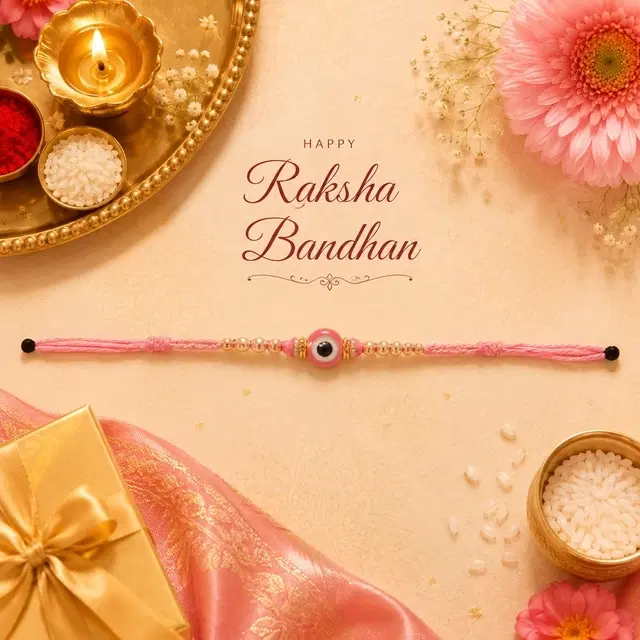 Evil Eye Rakhi for Brother Pink