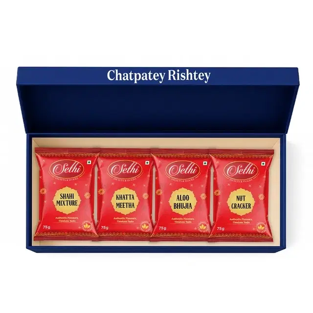 Sethi Shahi Mixture 75g + Aloo Bhujia 75g + Khatta Meetha 75g  + Nut Cracker 75g