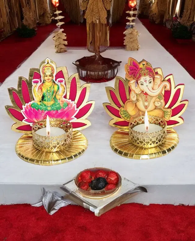 Metal Designer Tealight Candle Holder, Pink, 10x8x9 cm, Pack of 2