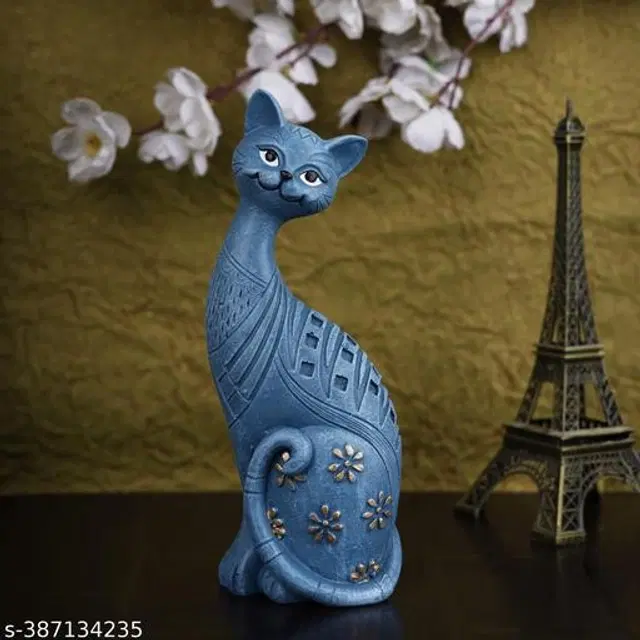 Resin Decorative Cat Showpiece, Blue