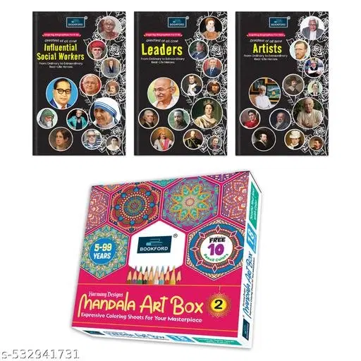 Harmony Mandala Boxx Part 2 + Set of 3 Inspiring Biographies: Social Workers, Artists & Leaders – A creative way for kids to learn about inspiring historical figures and leaders.