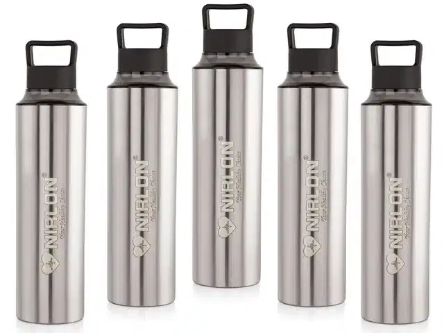 Stainless Steel Insulated Single Wall Water Bottle, Pack of 5, Silver, 900 ml
