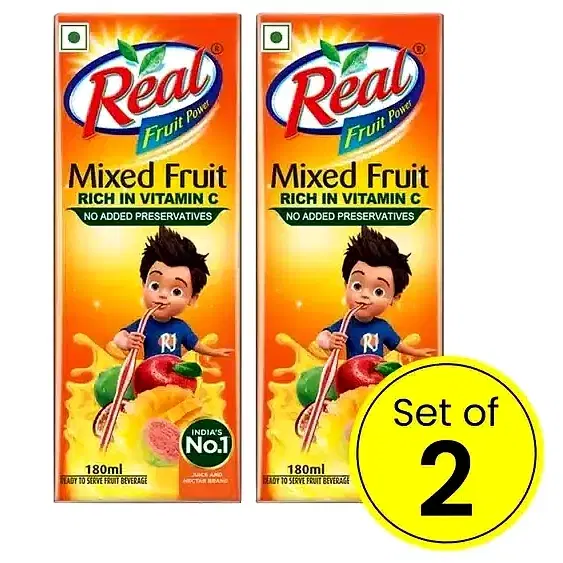 Real Mixed Fruit Juice 2X180 ml (Set Of 2)