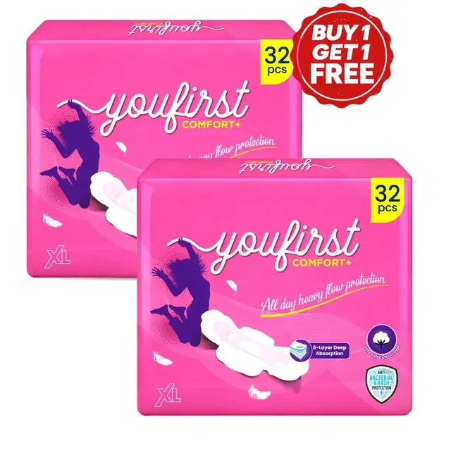 YouFirst Straight Comfort+ Sanitary Pads Large 2X36 PCS (Buy 1 Get 1 Free)