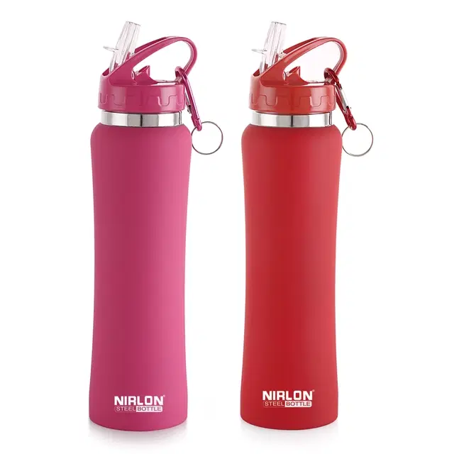 Nirlon Stainless Steel Sipper Water Bottle, Multicolor, 750 ml, Pack of 2