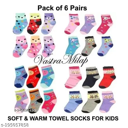 Woolen Socks for Kids, Set of 6 (Multicolor, 0-3 Months)