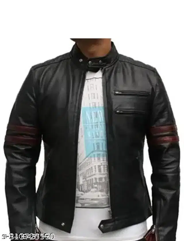 Synthetic Jacket for Men (Black, M)