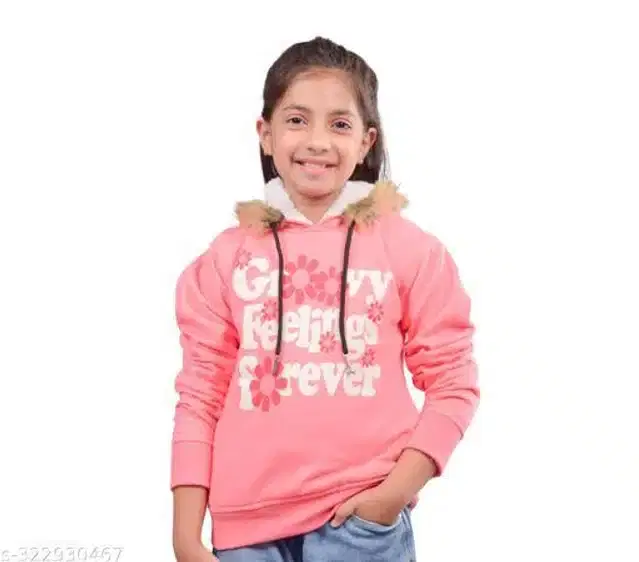 Full Sleeves Hoodies for Girls (Peach, 3-4 Years)