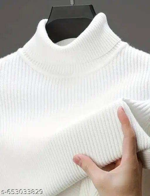 Wool SweatShirt for Men, White (S)