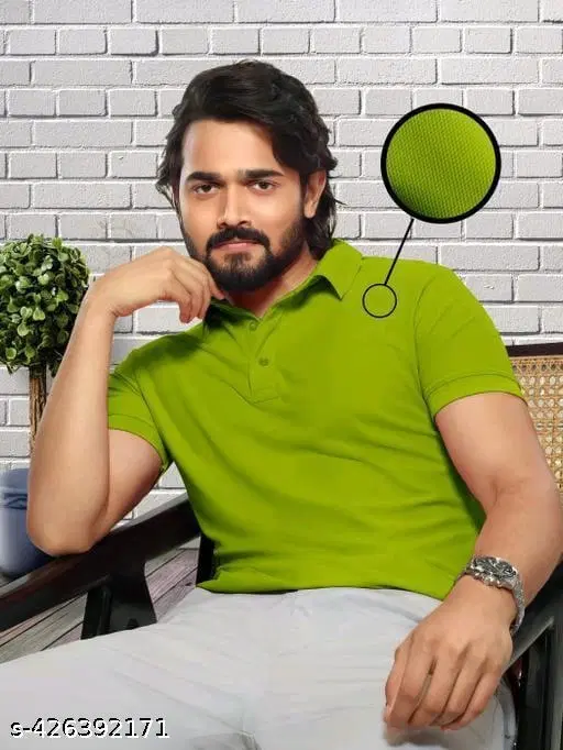 Cotton Blend Printed T-shirt For Men, Green (XL)