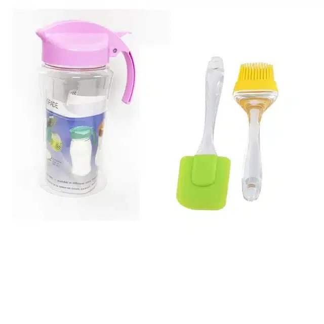 Combo of Cooking Oil Dispenser with Spatula Set, Pack of 3, Multicolor
