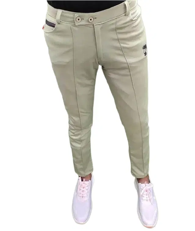 Lycra Track Pant for Men (Beige, 30)