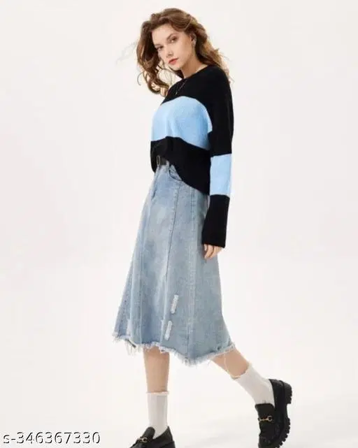 Lycra Colorblocked Sweatshirt for Women (Blue, Xs)