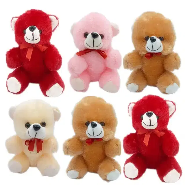 Mini Teddy Bears for Kids, Pack of 6, Multicolor