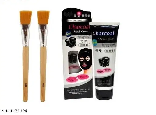 combo of Multipurpose Face pack brush and charcoal mask Makeup Tools & Accessories