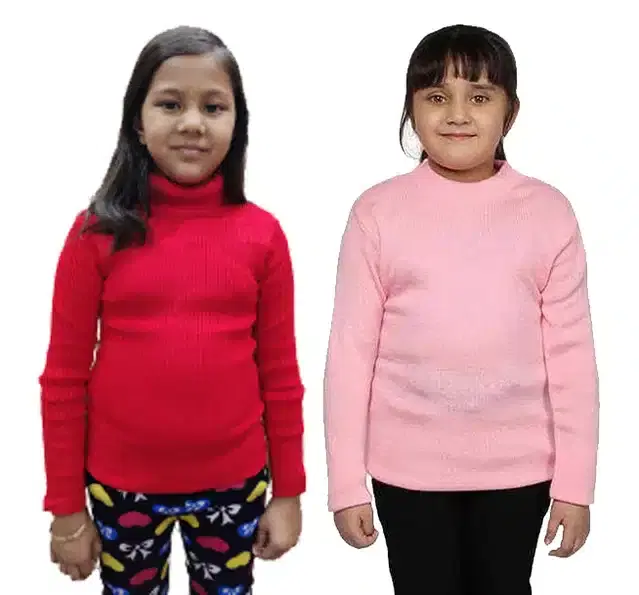 Full Sleeves Solid Sweater for Girls, Pack of 2 (Multicolor, 3-6 Months)