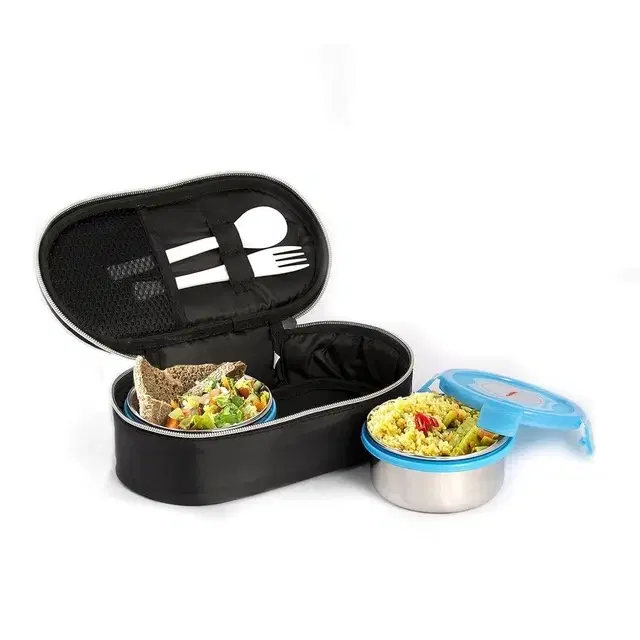 Cello Mf Click 2 Steel Lunch Box, Blue | Leak-Resistant | Easy To Carry | For Office, School & Travel